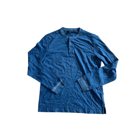 CLUB MONACO Men's Blue Henley Long Sleeve Top Size Medium - Picture 3 of 5